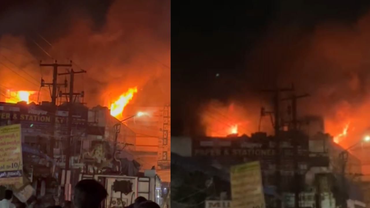 massive fire breaks out in bangle shop in andhra's vijayawada; video