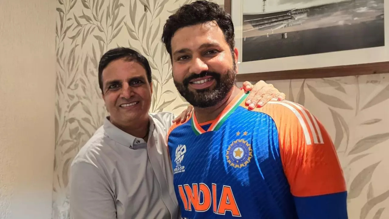 Rohit Sharma pictured with Yogesh Patel at Wankhede Stadium in Mumbai. | Yogesh Patel