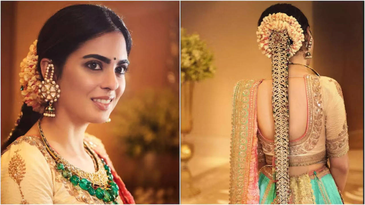 isha ambani looks gorgeous in south indian look with traditional hairstyle, adds stones and diamonds