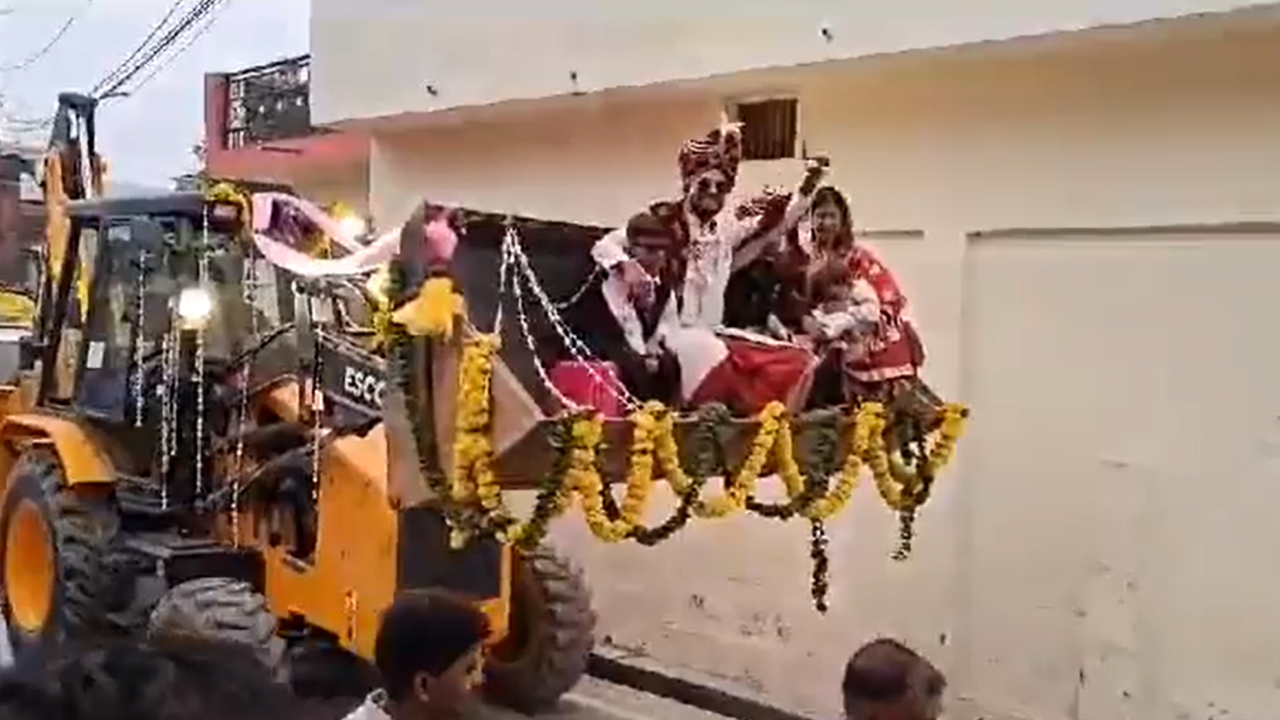 WATCH: UP Groom Arrives On Bulldozer, Internet Reacts To Viral Video
