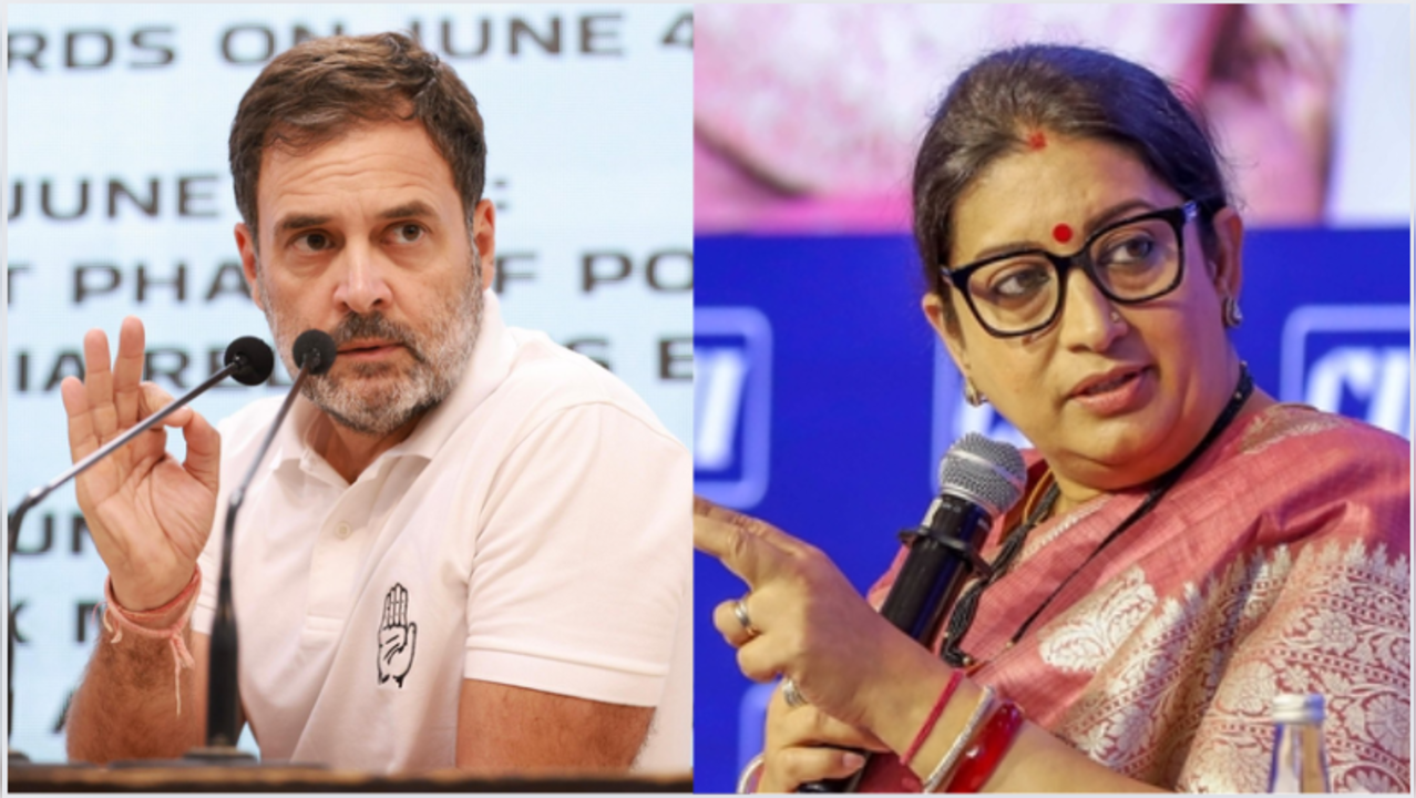 Congress MP and LoP Rahul Gandhi (Left) and BJP leader Smriti Irani (Right)