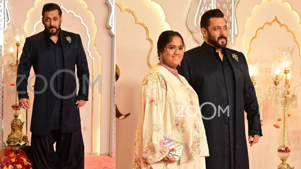 Anant Ambani-Radhika Merchant Wedding: Bhaijaan Salman Khan Looks Dapper In Desi Fit, Poses With Sister Arpita. See Pics