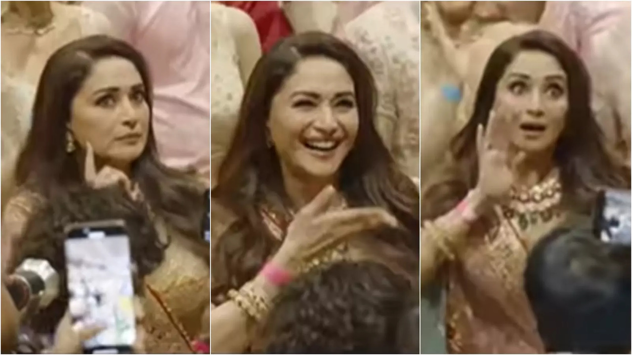 Madhuri Dixit dancing at Anant-Radhika wedding. (Image Credit: Screengrab/ANI)