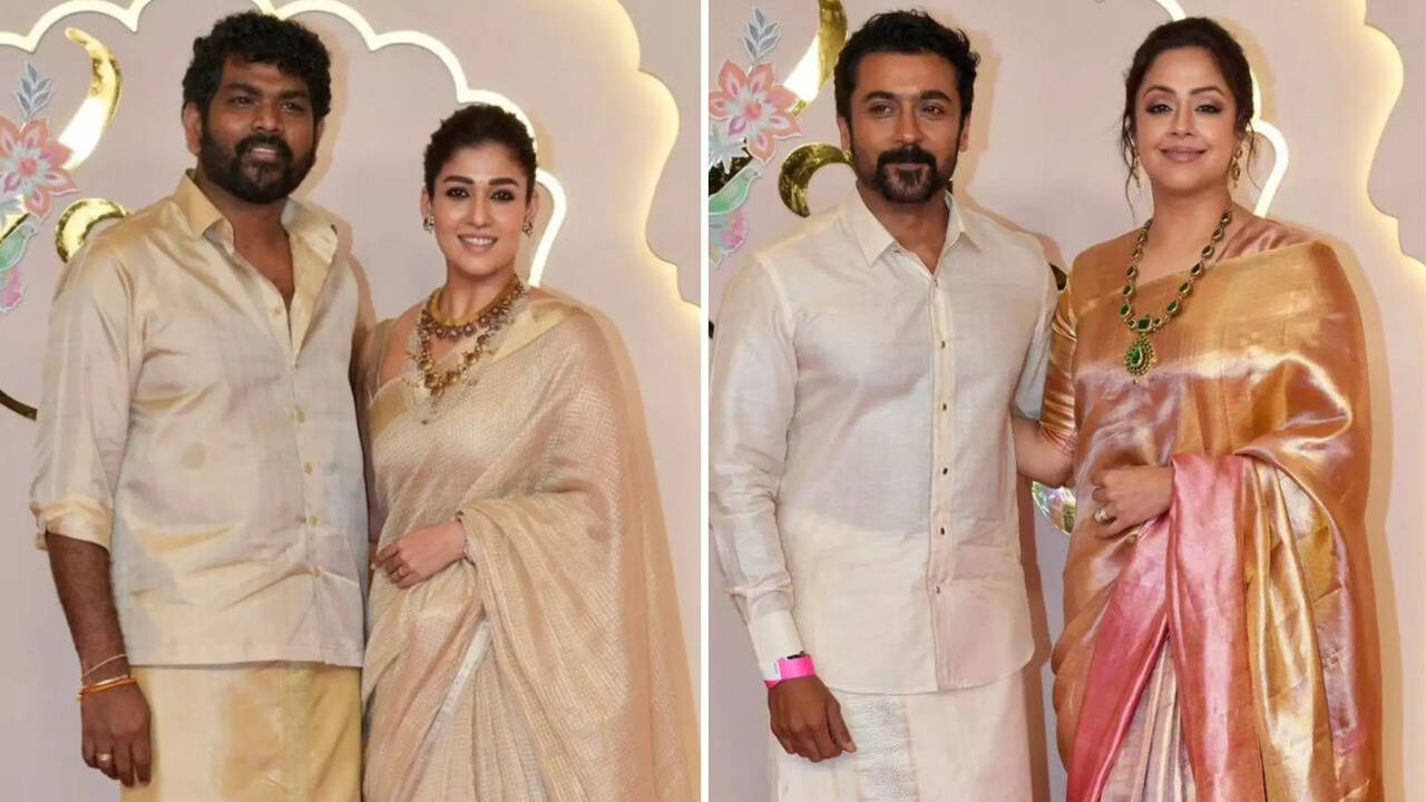  நயன்தாரா முதல் சூர்யா, ஜோதிகா வரை.. அம்பானி வீட்டு திருமண விழாவில் பங்கேற்ற பிரபலங்களின் கலர்ஃபுல் புகைப்படங்கள்! 