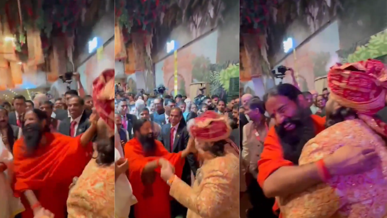 Baba Ramdev dances Anant Ambani  wedding