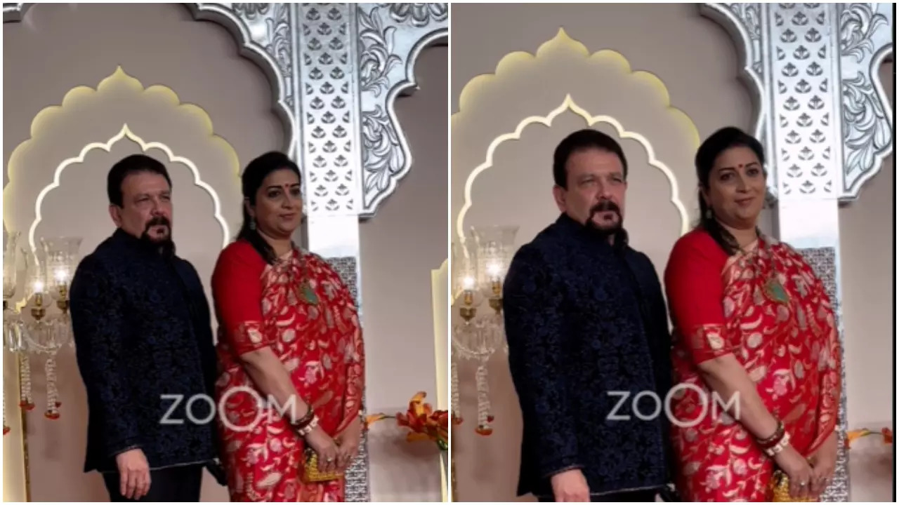 Smriti Irani-Husband Zubin Attend Anant Ambani-Radhika Merchant's Wedding, Watch