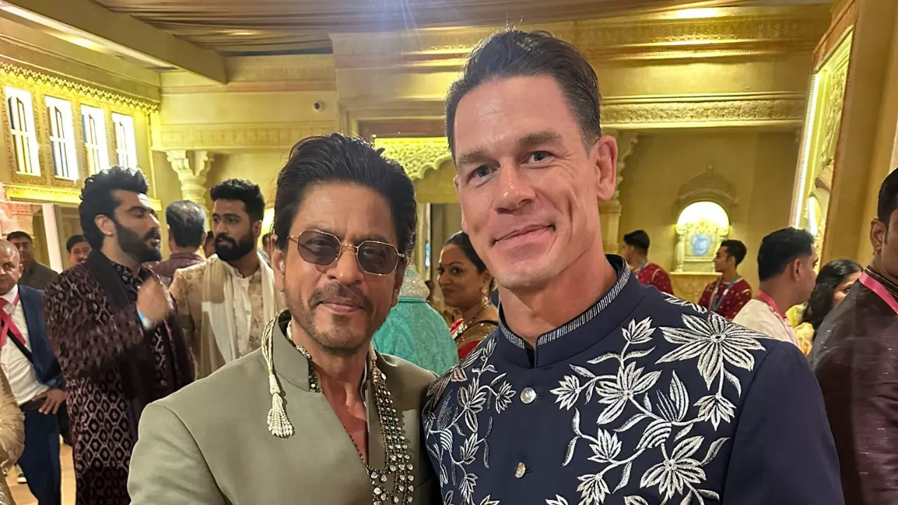 John Cena poses with Shah Rukh Khan