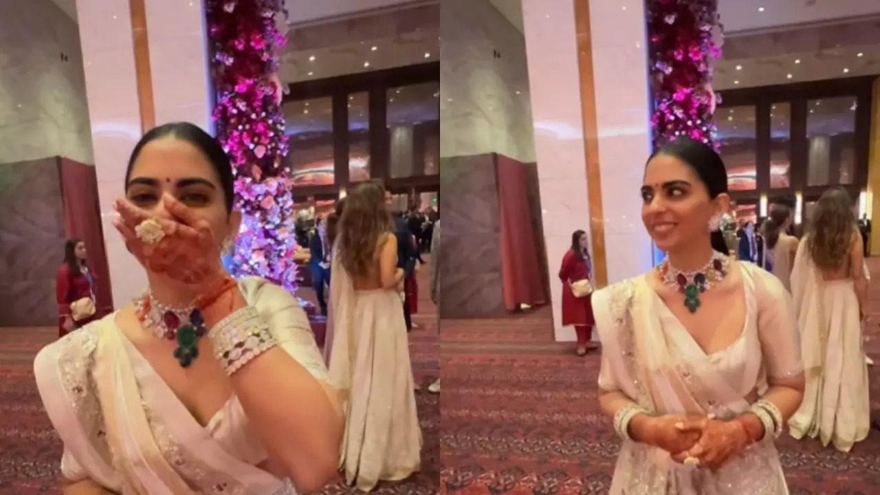 Isha Ambani Dazzles In Ivory Lehenga And Her Diamond Set Takes Centre Stage