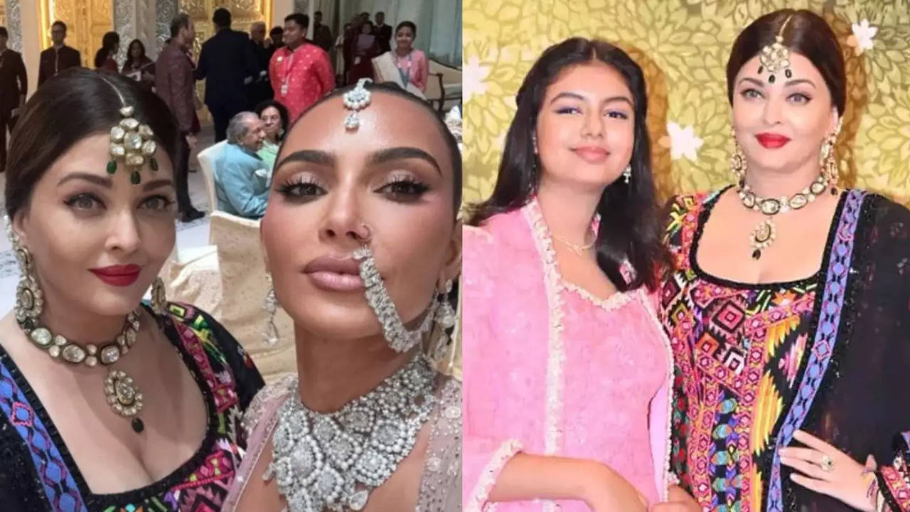 Kim Kardashian's Selfie With 'Queen' Aishwarya Rai From Anant-Radhika Shubh Aashirwad Ceremony Breaks The Internet. See PIC