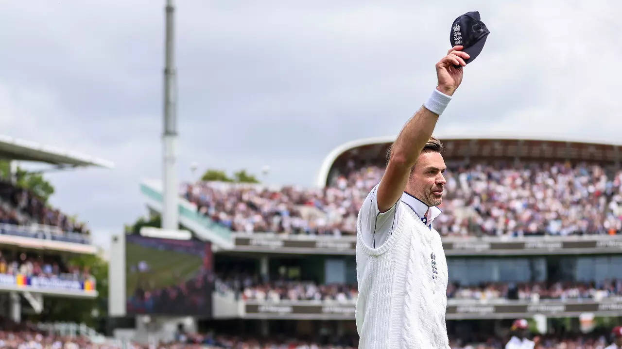 James Anderson during his farewell Test