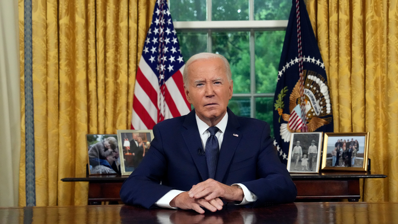 Joe Biden during his Oval speech on Sunday