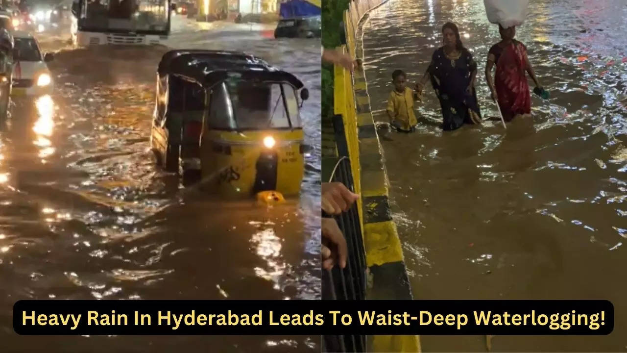 heavy rain in hyderabad results in waist-deep waterlogging, imd issues yellow alert for today