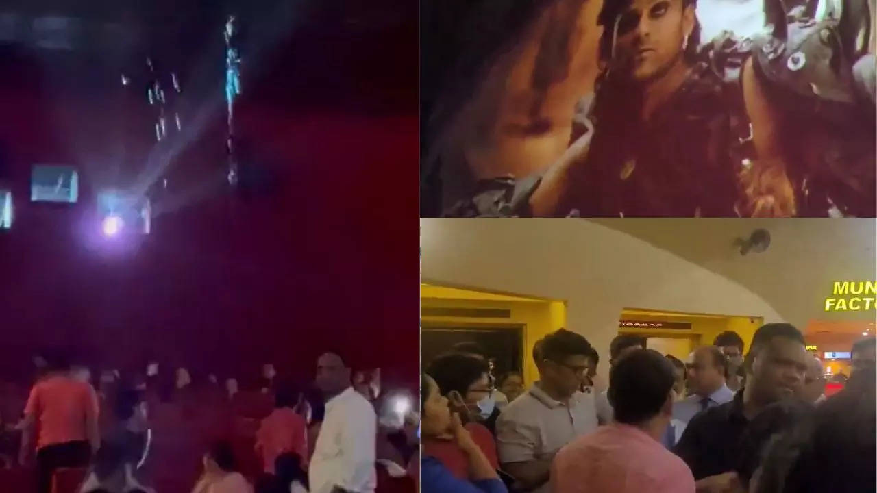 hyderabad rain disrupts 'kalki' screening at panjagutta's pvr, water leak in theatre agitate viewers -video