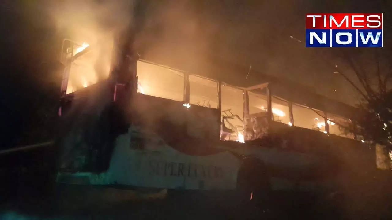 Bus Catched Fire in Mahabubnagar, Telangana