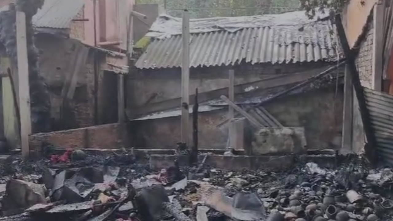 Several shops gutted in fire at Medinipur's Gate Bazaar.