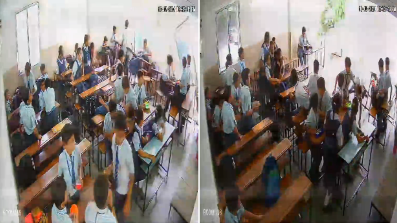 caught on cam: vadodara school wall collapses as students have lunch, 6 hurt