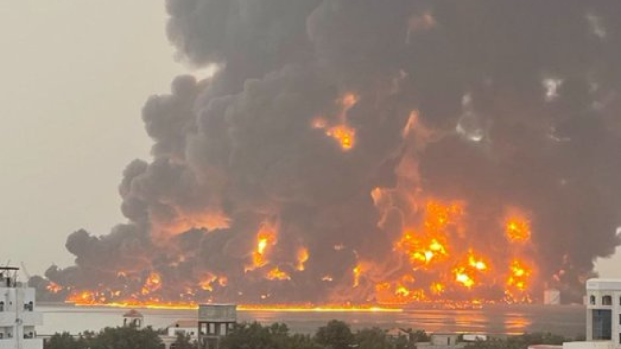 Yemen's Al Hudaydah Oil Port Is Burning