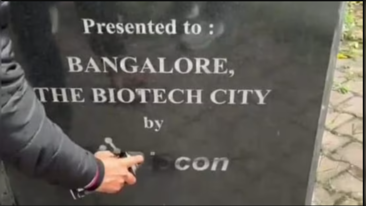 Black Paint Smeared on Biocon Name Board