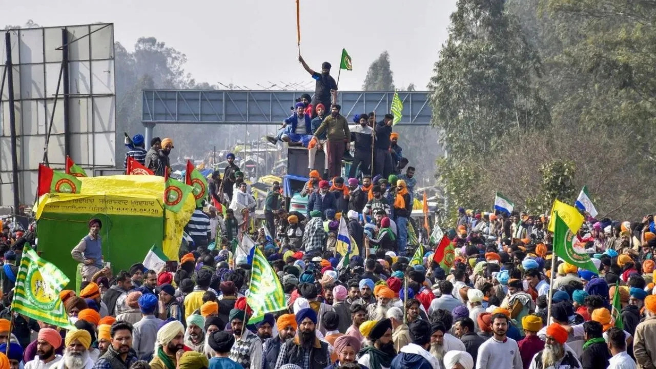 File photo of farmers protesting at Shambhu Border