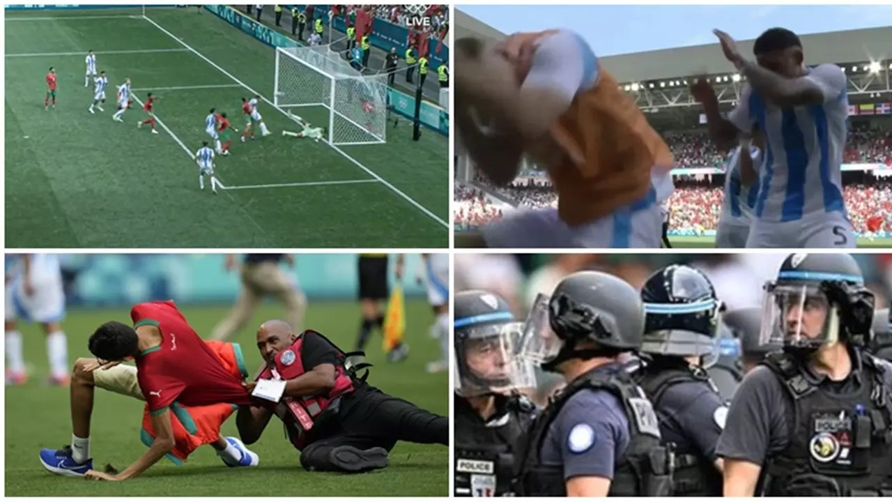 Paris Olympics Shocker: Morocco Fans Invade Pitch, Throw Missiles At Argentina After Equalizer In 116th Minute