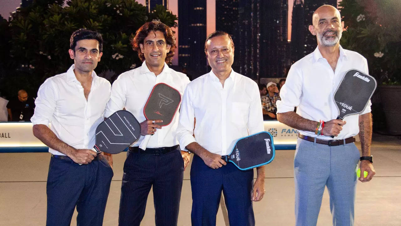 Vineet Jain, MD -The Times Group & Chancellor, Bennett University with the Co-founders of the PWR after a game of Pickleball