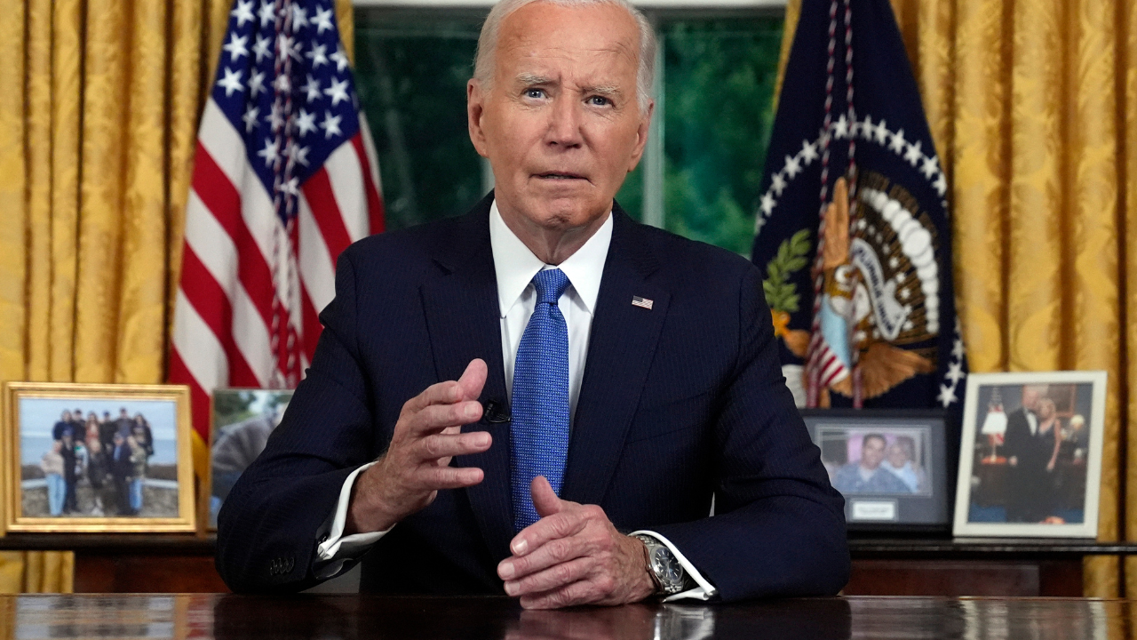 Joe Biden addresses the nation from the Oval Office