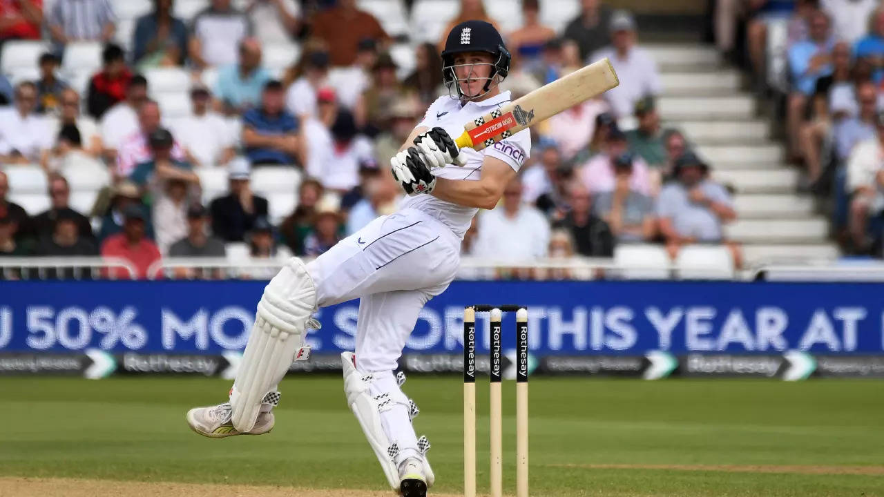 Harry Brook in action during a Test match