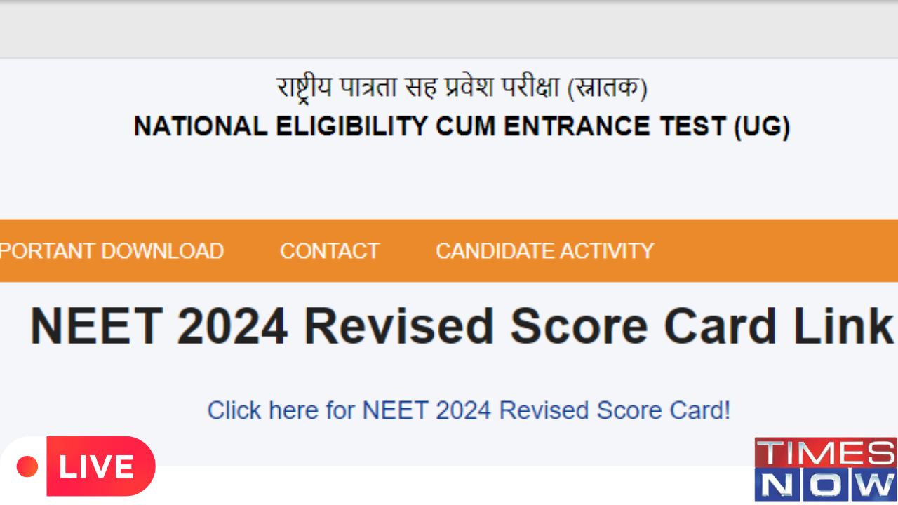 NEET 2024 Revised Result HIGHLIGHTS NTA Releases Revised Scorecard Final Answer Key 2024 on examsntaacin