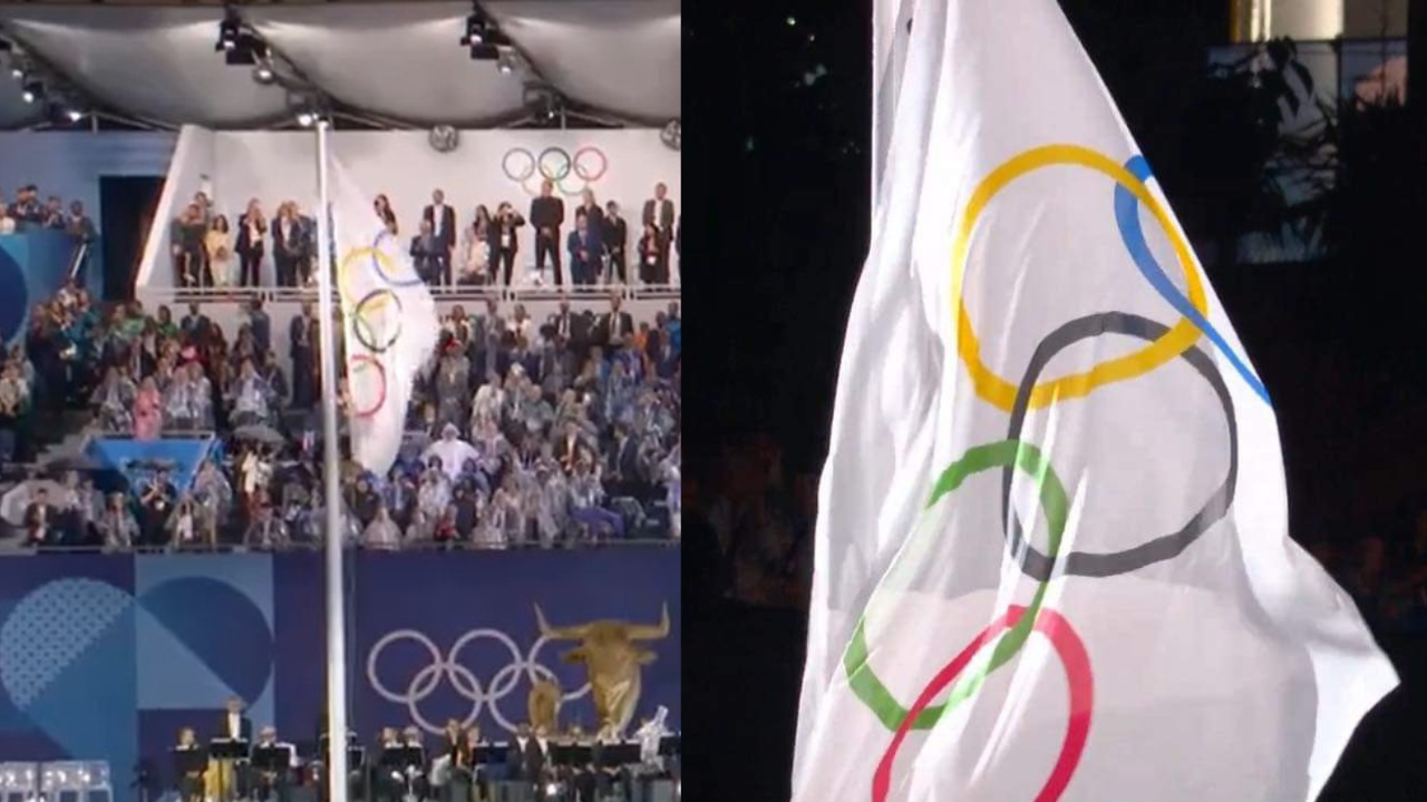 Olympic Flag Upside Down Paris Opening Ceremony