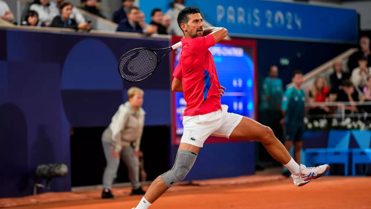 Novak Djokovic in action at Paris Olympics