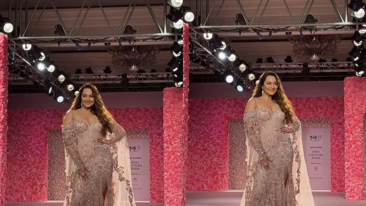 Sonakshi Sinha Turns Showstopper For Dolly J In Blush Pink Gown At India Couture Week 2024