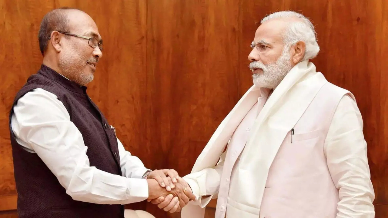 Manipur CM N Biren Singh with Prime Minister Narendra Modi (File Image)