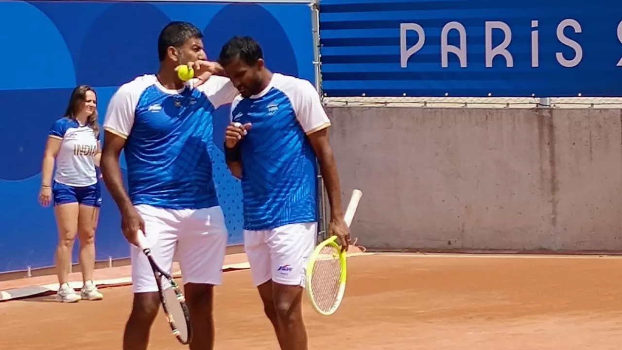 Rohan Bopanna-Sriram Balaji during a practise sesion at Paris Olympics