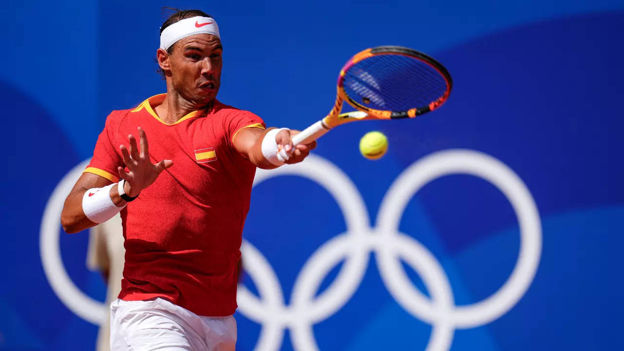 Rafael Nadal in action at Paris Olympics