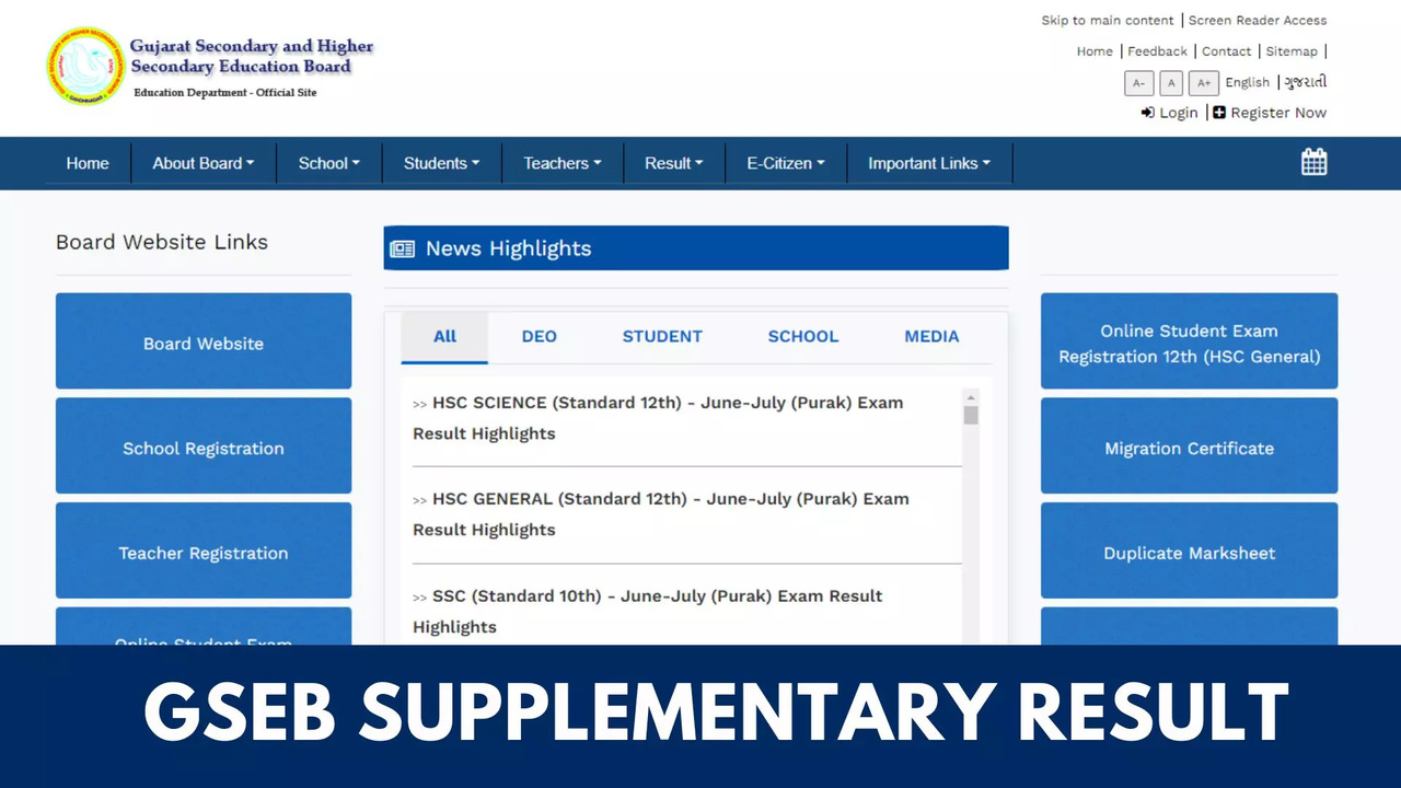 GSEB HSC, SSC Result 2024: Gujarat Board Supplementary Result Out, Check Pass Percenatge