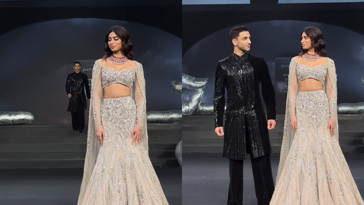 Khushi Kapoor and Vedang Raina turn showstoppers for Gaurav Gupta