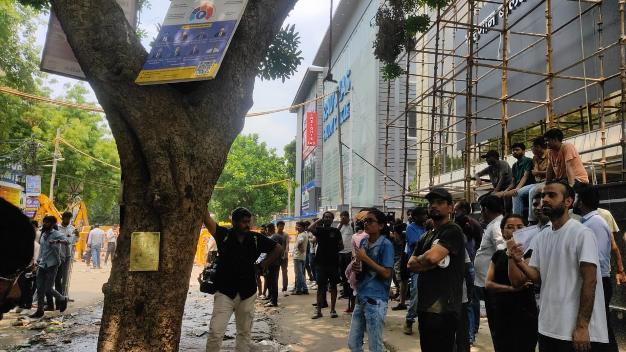 Students outside Delhi coaching centre