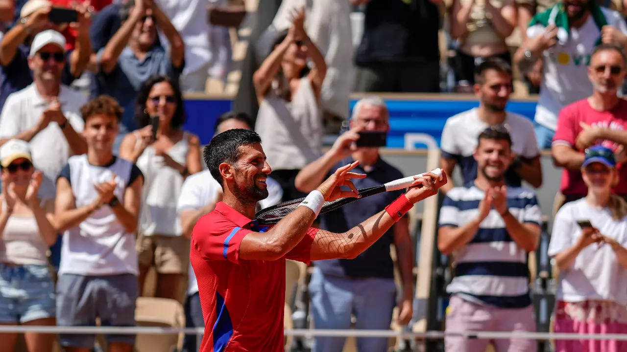 Novak Djokovic in action at Paris Olympics