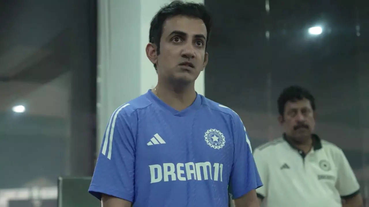 Coach Gautam Gambhir during his speech in the dressing room