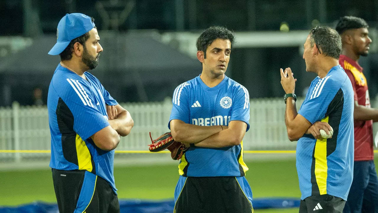 Rohit Sharma with Gautam Gambhir and Ajit Agarkar