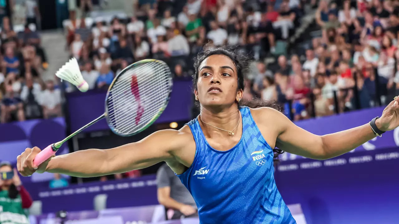 PV Sindhu in action at Paris Olympics