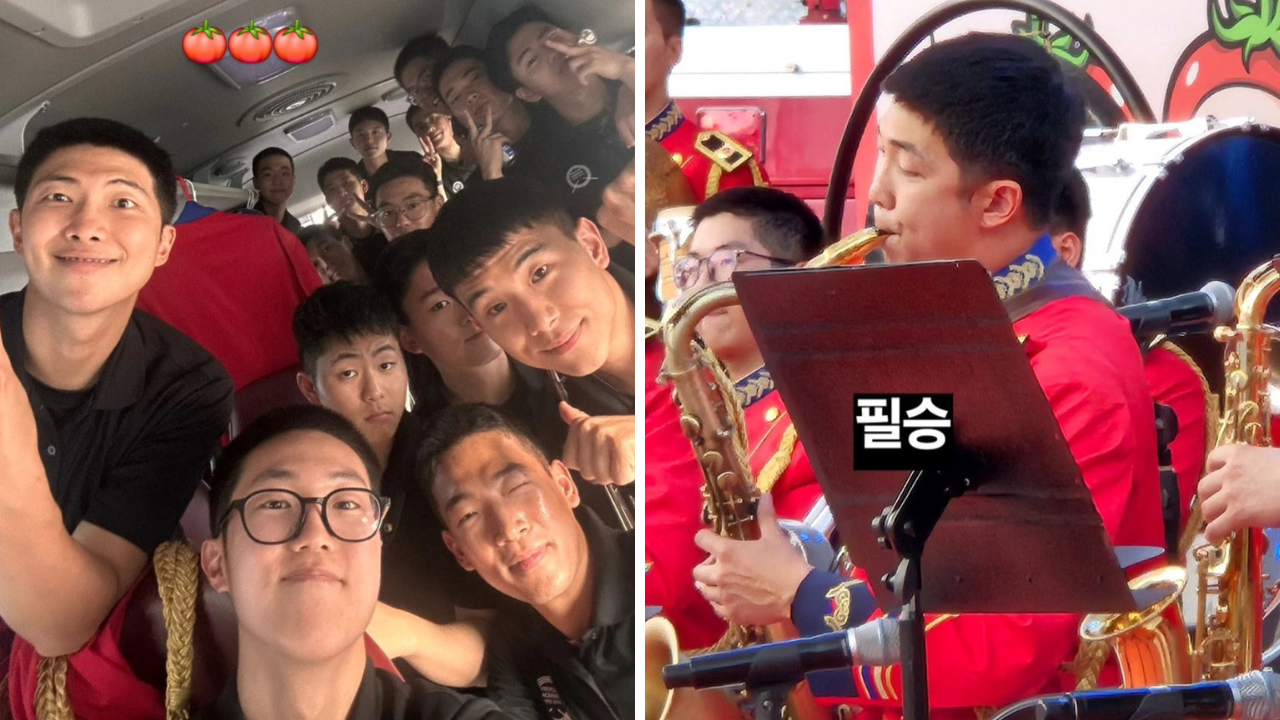 BTS' RM Shows Off His Saxophone Skills, Hangs Out With Military Buddies At Hwacheon Tomato Festival. See PICS