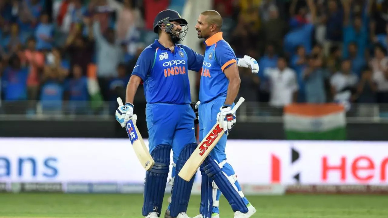 India openers Shikhar Dhawan and Rohit Sharma during an ODI match