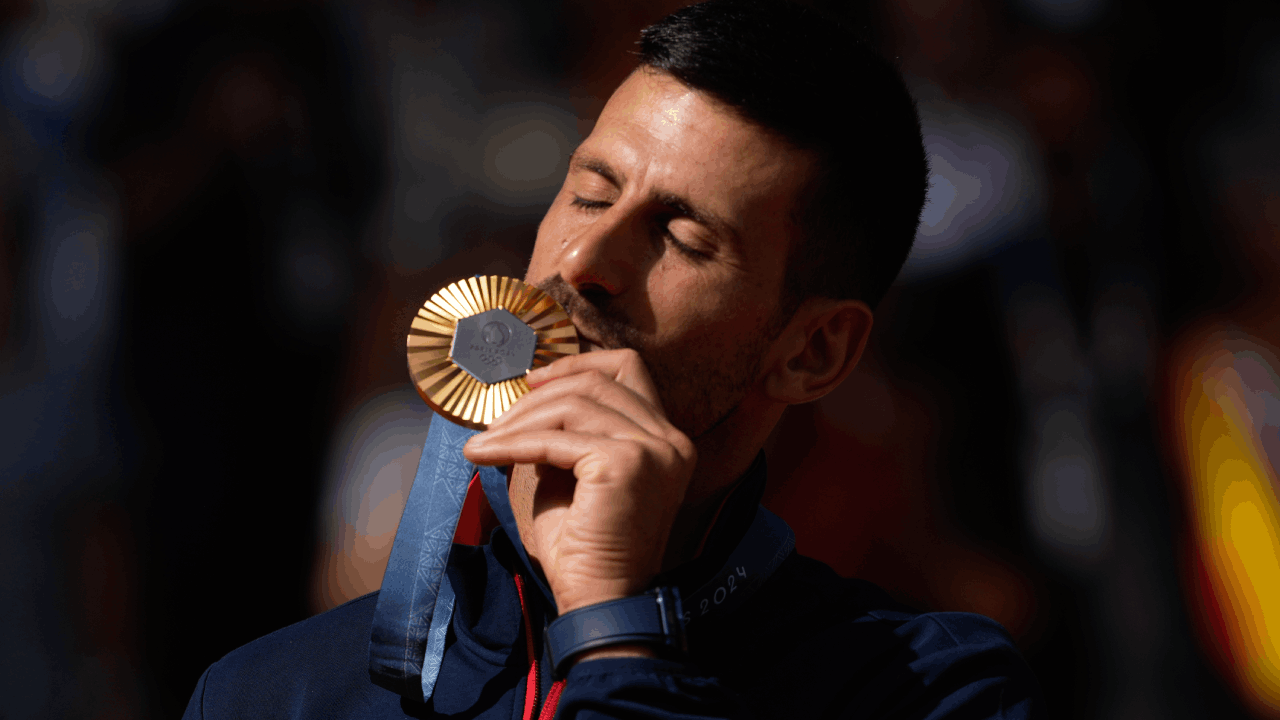 Novak Djokovic Paris 2024 Gold AP