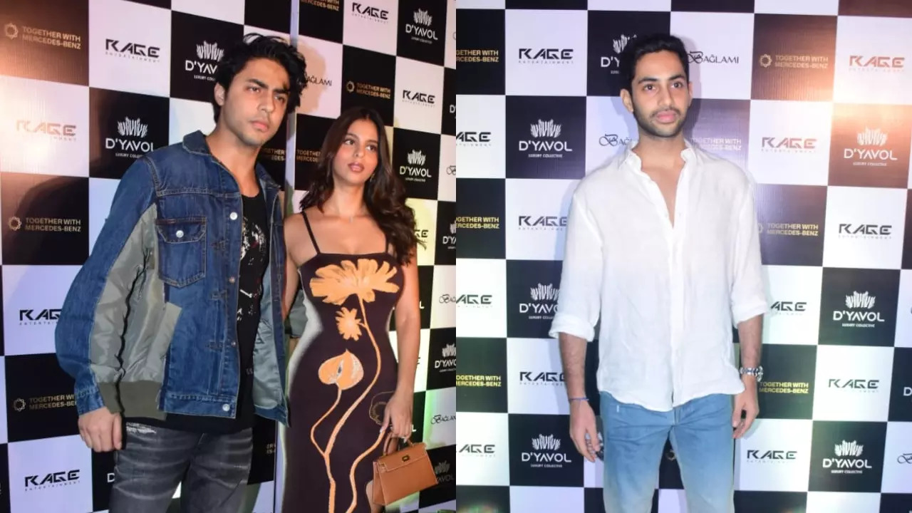 Aryan, Suhana Khan Arrive At Mumbai Event Together. Rumoured Partners Larissa Bonesi, Agastya Nanda Also SPOTTED