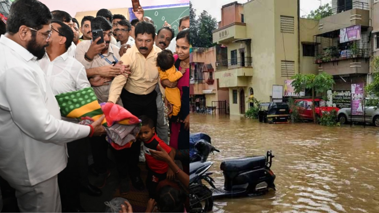 Maharashtra CM visits flood affected area