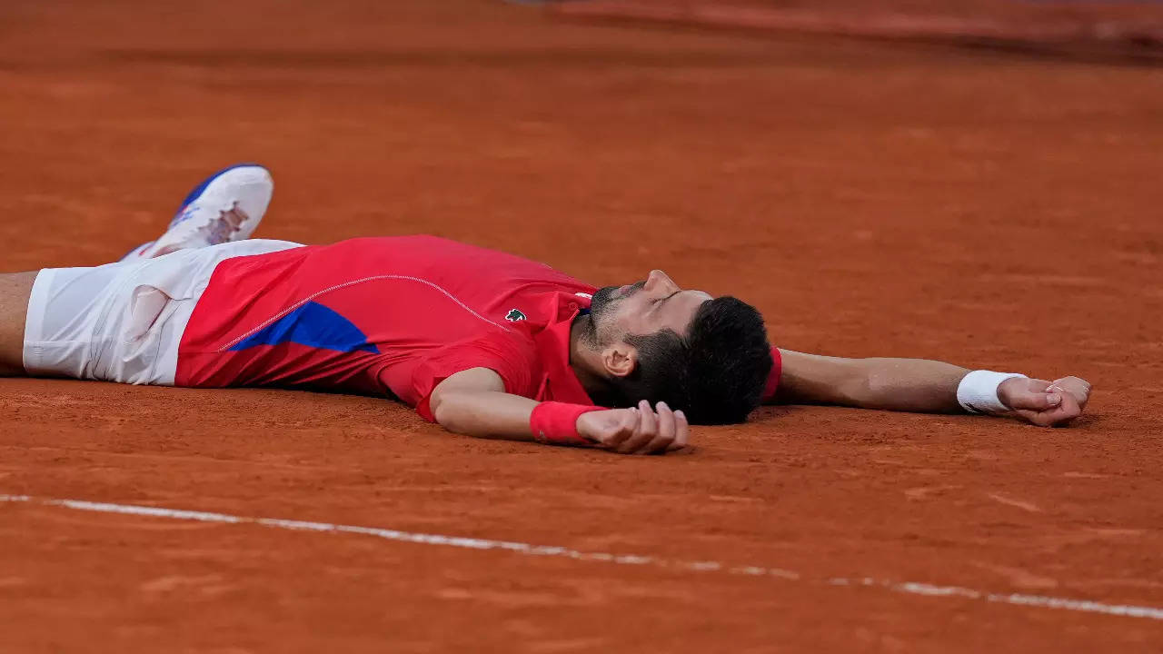 Novak Djokovic celebrates his victory