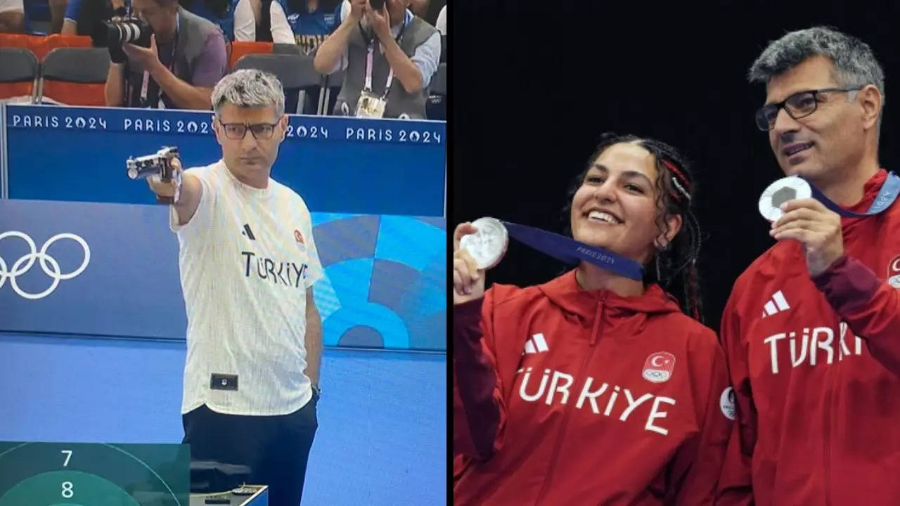 Yusuf Dikec and Sevval Ilayda Tarhan finished second in the 10m Air Pistol Mixed event. | AP