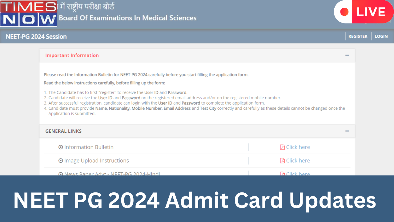 NEET PG 2024 Latest News Highlights NEET PG 2024 Admit Card Released At natboardeduin Exam on August 11