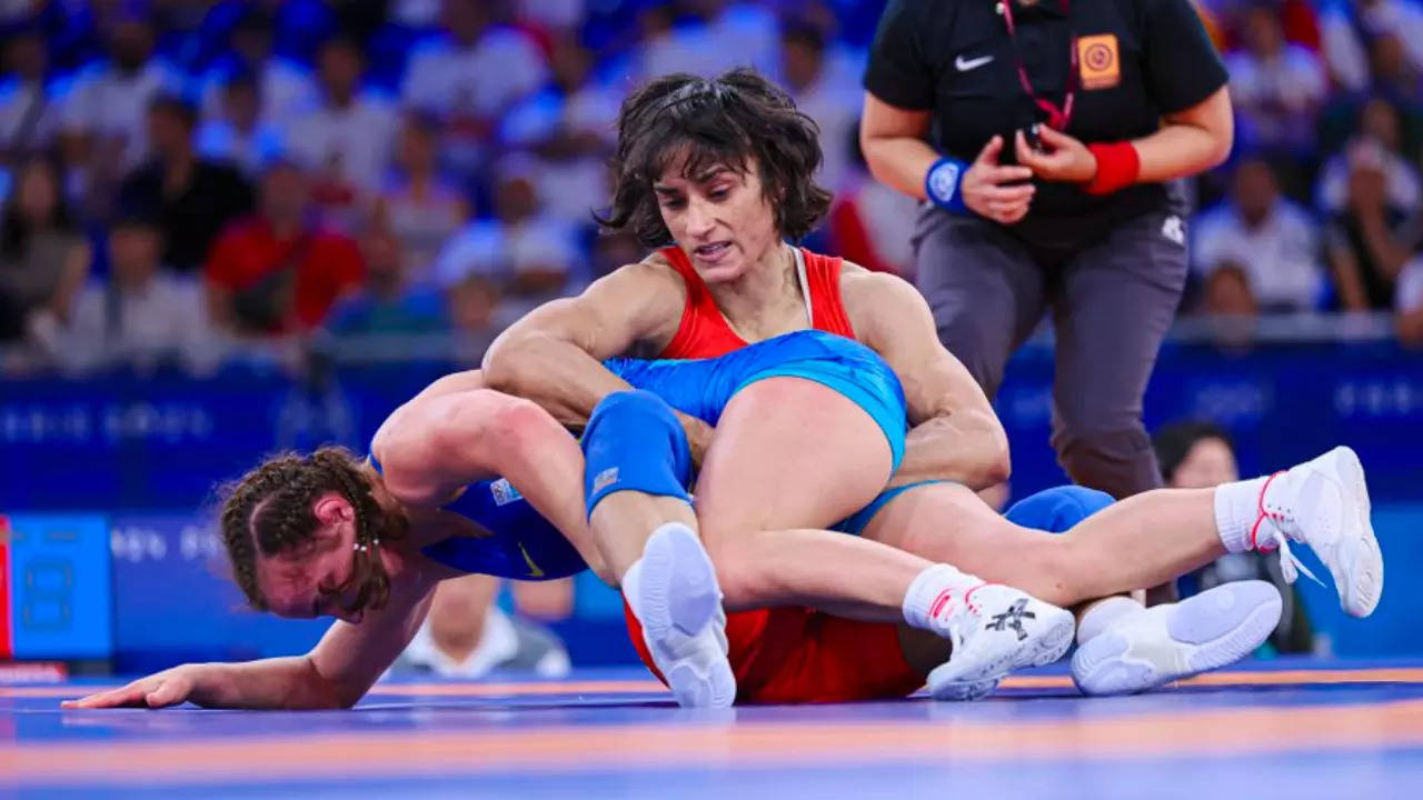 Vinesh Phogat in action at Paris Olympics